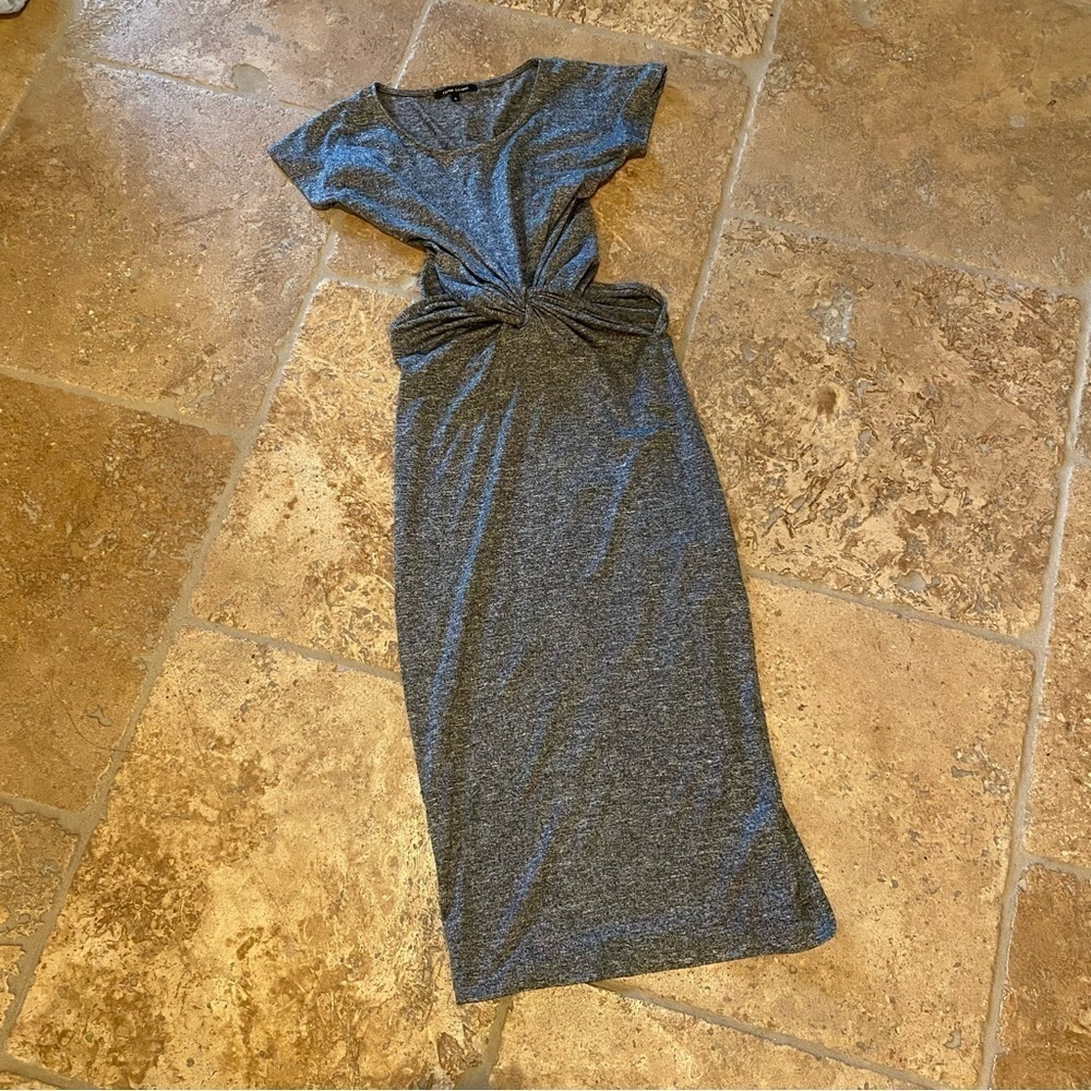RIVER ISLAND Women Gray Cut Out Waist Midi Dress Size UK 6-Fit Like XS/S